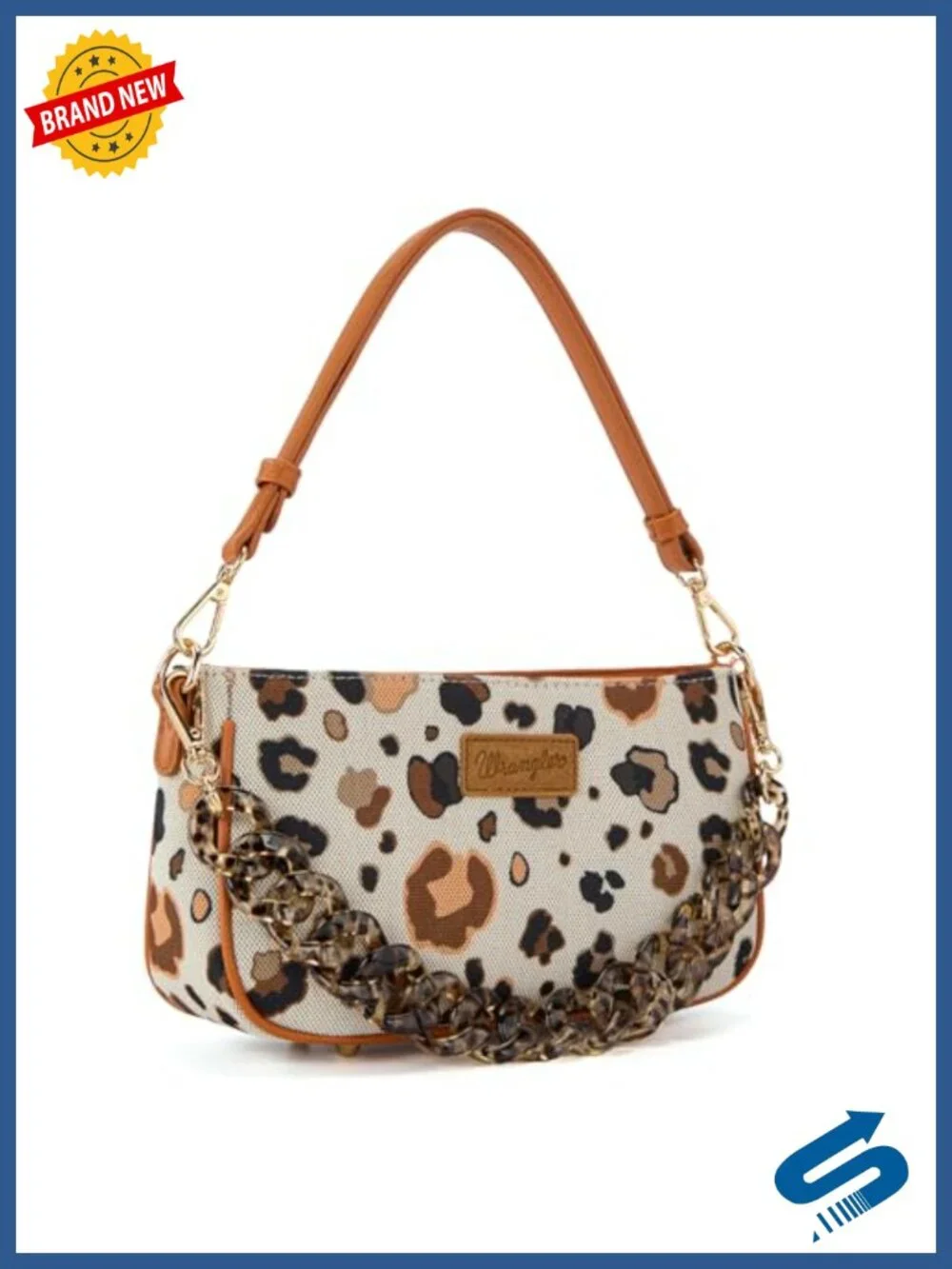 Canvas Hobo Bag with Removable Chain Strap - Leopard Print Purse